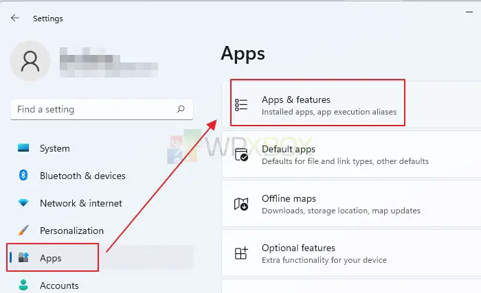 Choose Apps & Features From Windows Settings