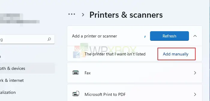 Click Add Manually If the Printer You Want is Not Listed