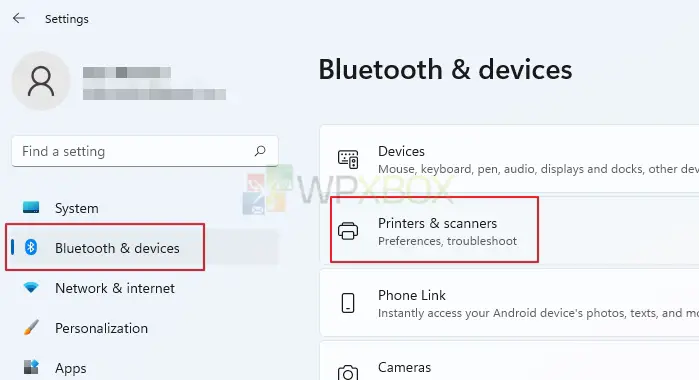 From Bluetooth and Devices Choose Printers and Scanners
