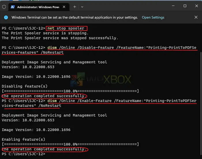 Run Command Line In Windows Terminal To Reactivate Print To PDF Feature