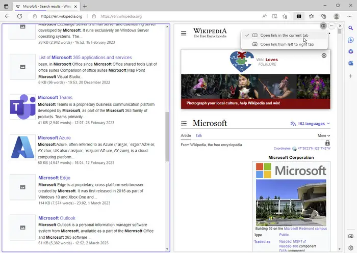 Configure Open Link Behaviour