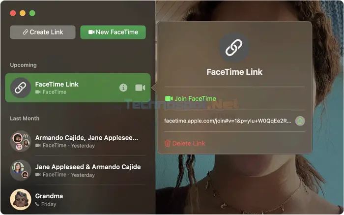 Facetime link share