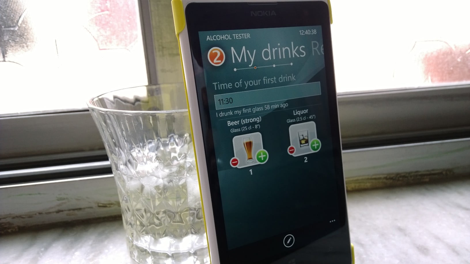 Alcohol tester for windows phone