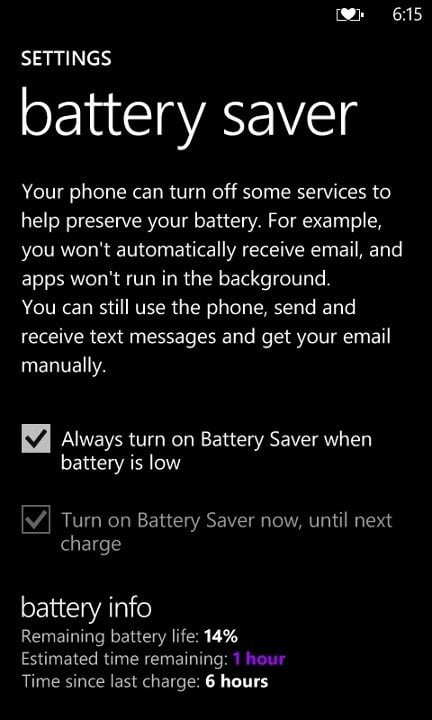 Battery Saver in WP