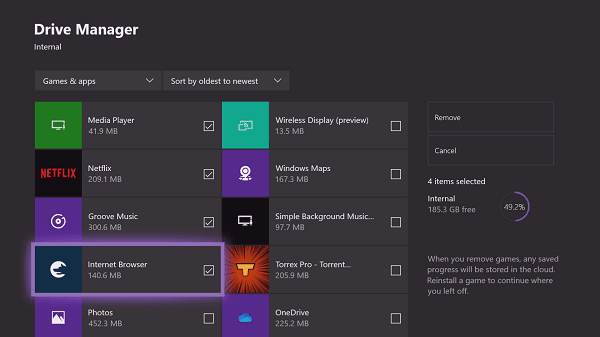 Bulk Uninstall games apps on Xbox One