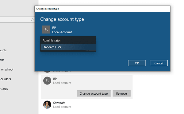 change account to admin windows 10