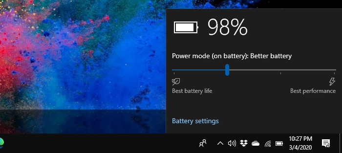 Quickly switch between Battery Modes or Power Plans in Windows 10