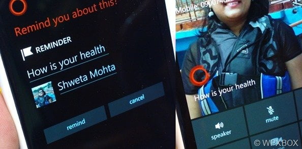Cortana Contact Based Reminder
