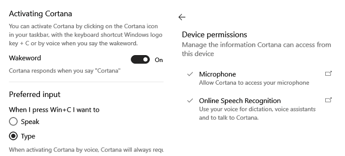 Cortana Permissions