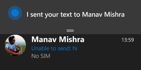 Cortana Send SMS from PC 4
