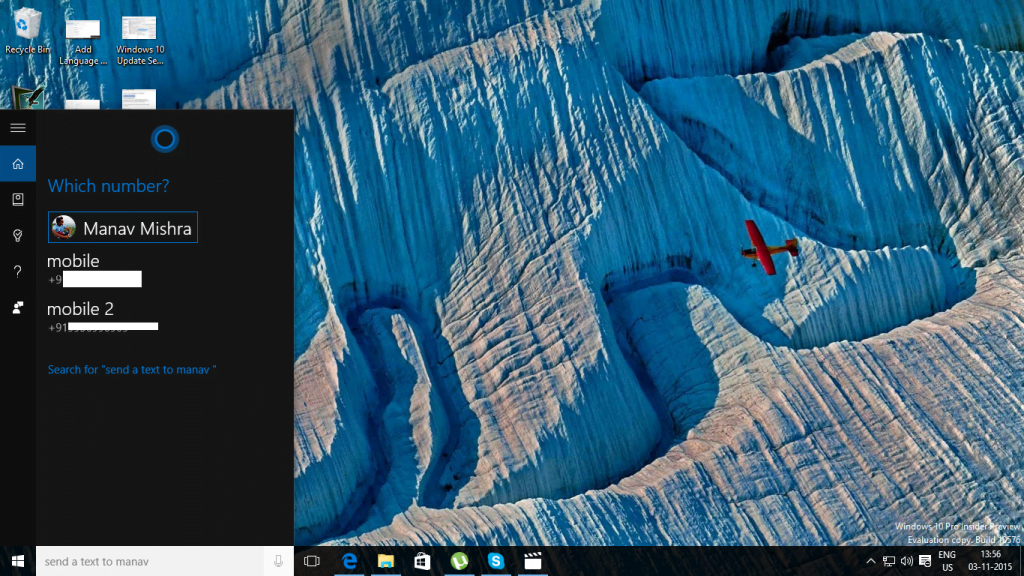 Cortana Send Text from PC 2