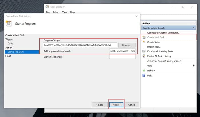 Switch Dark and Light Theme Windows Task Scheduler