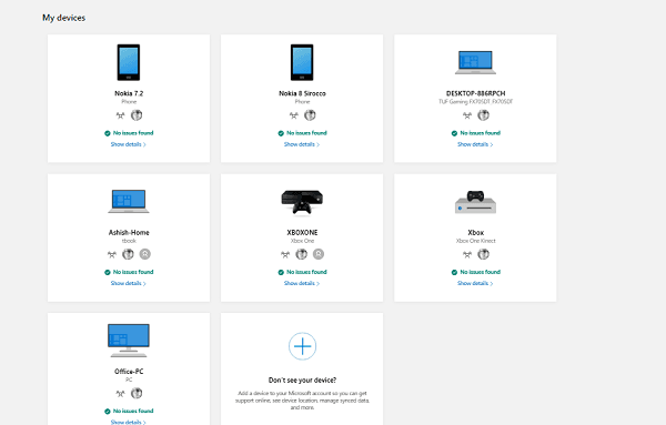 Devices attached to Microsoft Account