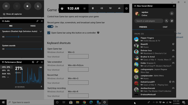 Gamebar Control Panel Windows 10
