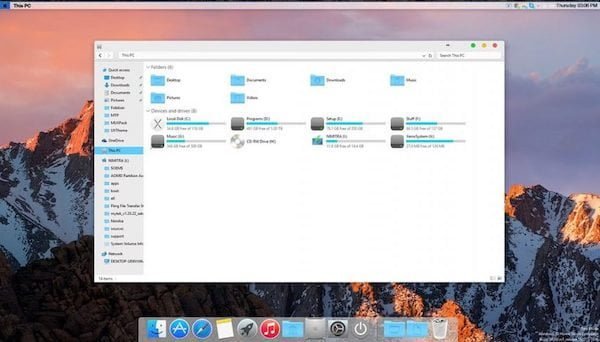 mac like themes for windows 10