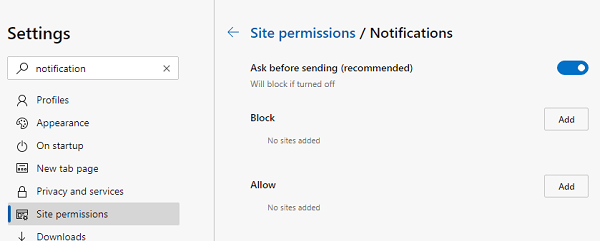 Microsoft Edge Notifications