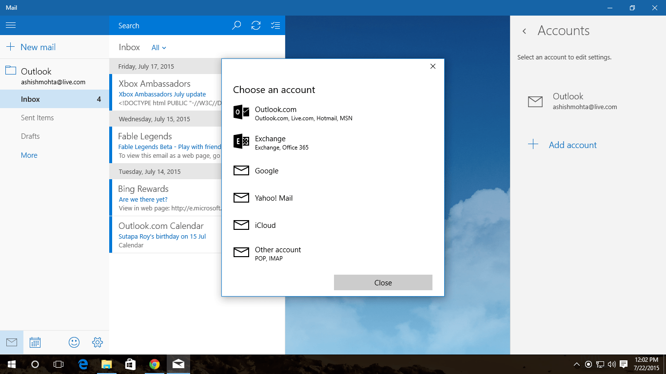 Mail windows 10