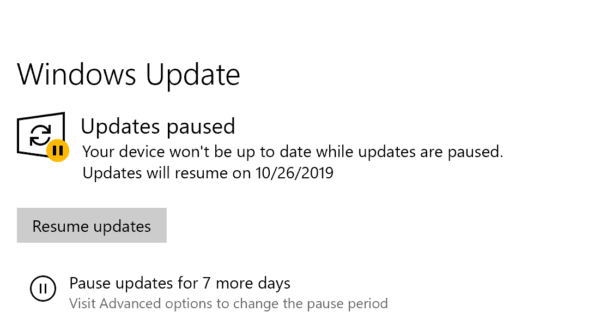 Pause Windows Updates