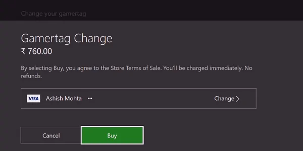 Pay for Gamertag change