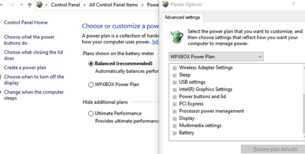 Power Plan for Hardware Devices Windows