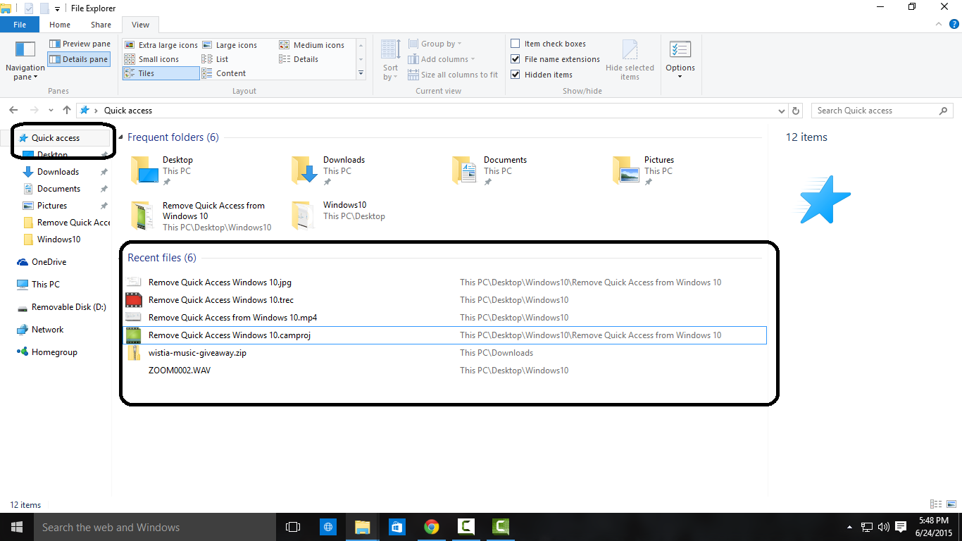 Remove Quick Access & File History from Windows 10 File