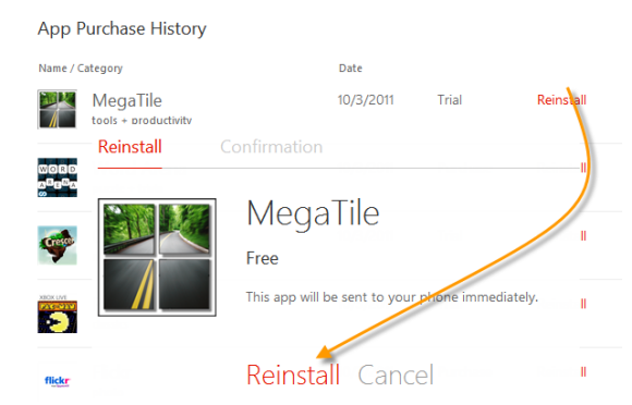 Reinstall Purchased App on Windows Phone