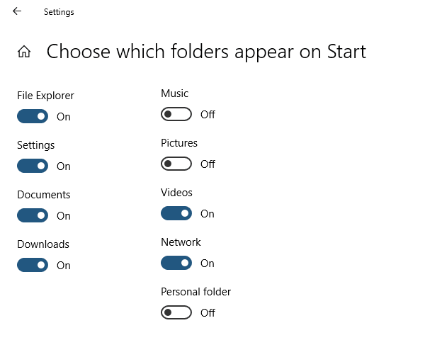 Remove Folders from Start menu