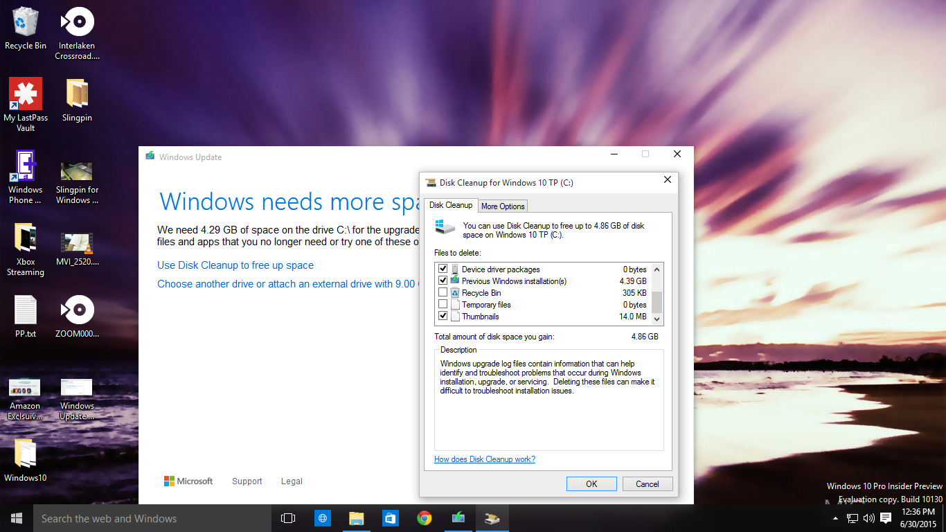 windows needs more disk space