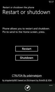 Restart Shutdown Windows Phone
