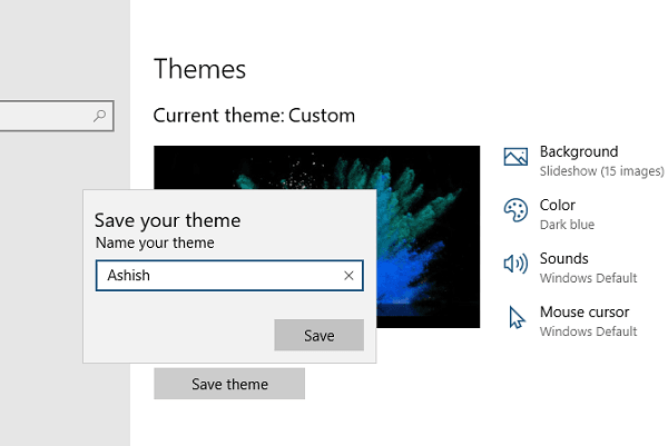 Create install themes windows