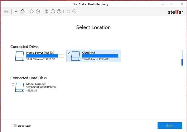 Select Drives for Scan Stellar Photo Recovery