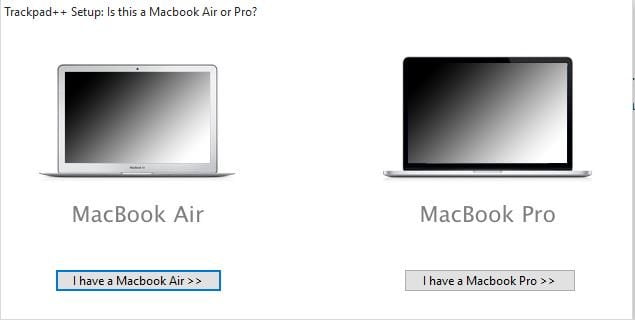 Select Macbook Type for Trackpad Plus Plus