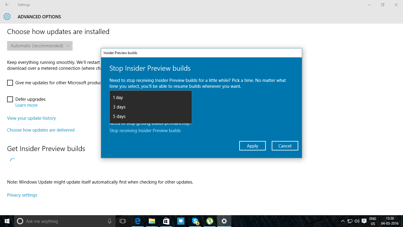 How To Pause Windows 10 Insider Preview Builds For A While