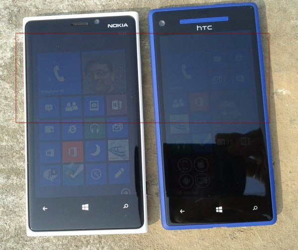 Sunlight Ready Lumia 92 vs HTC 8X