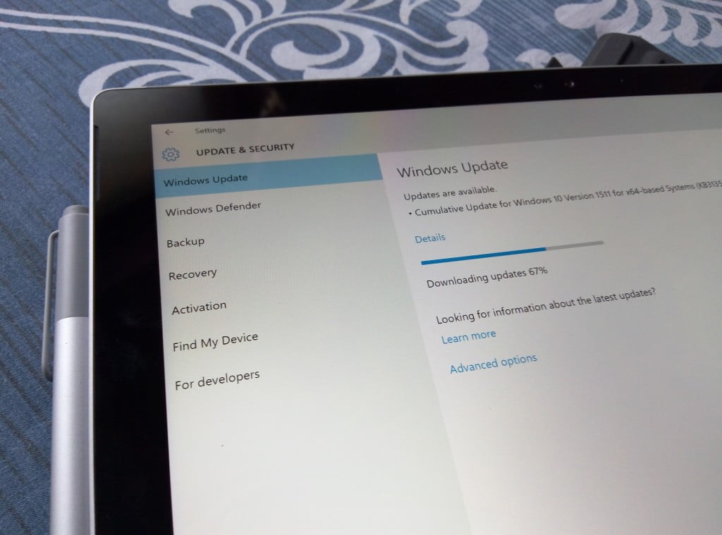 Surface Update Windows 10