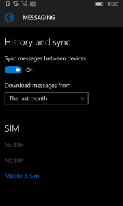 windows 10 mobile send sms from pc