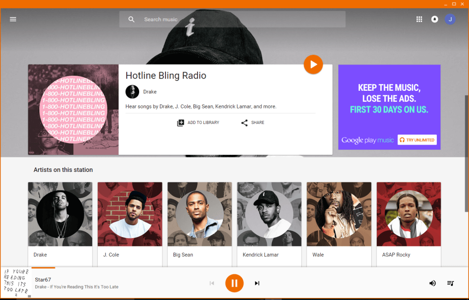 Unofficial Google Play Music App for Windows 10