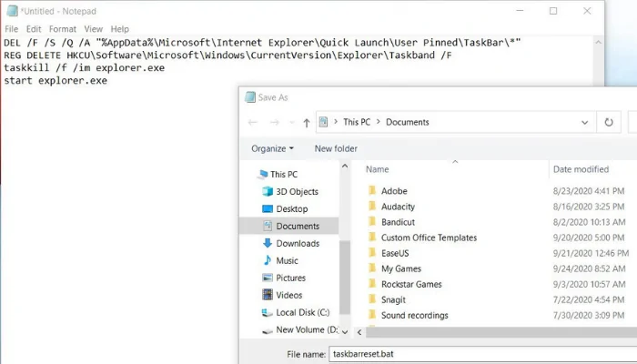 How to Remove Pinned Apps Taskbar using Script