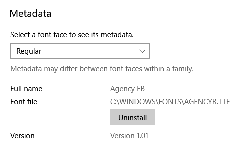 uninstall Fonts Windows