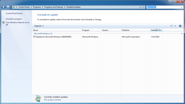 Windows 7 kb3035583 что это