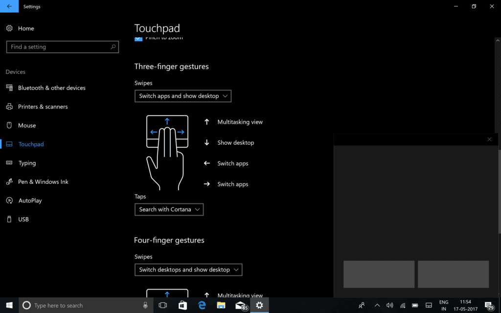 changing mouse gestures windows 10