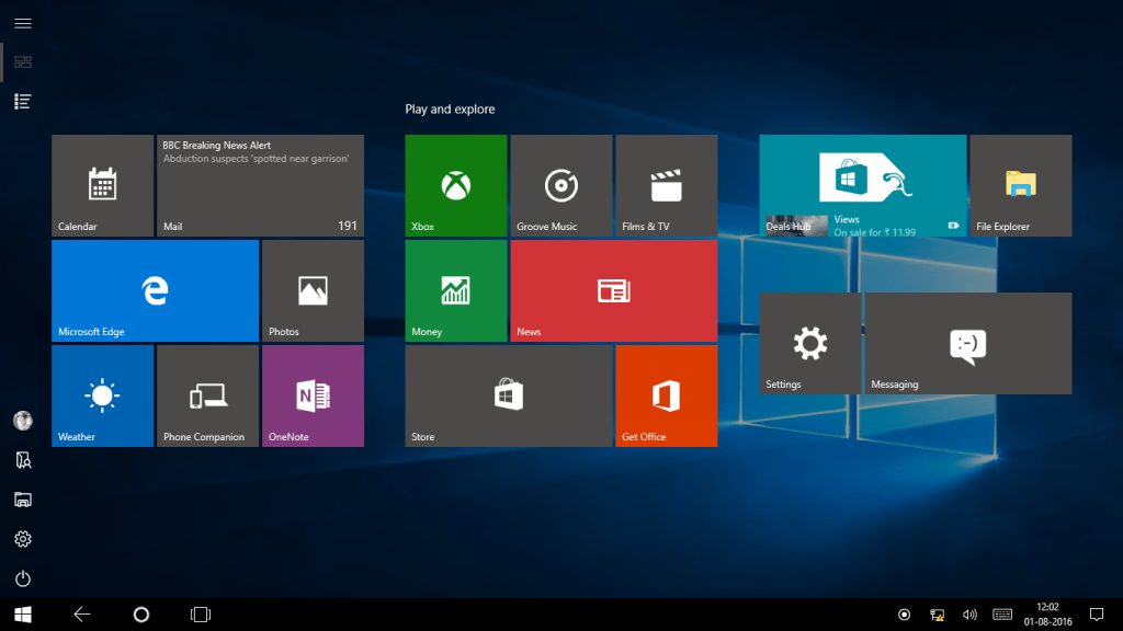 Windows 10 Anniversay Update Tablet Mode