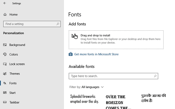 Install uninstall Fonts Windows