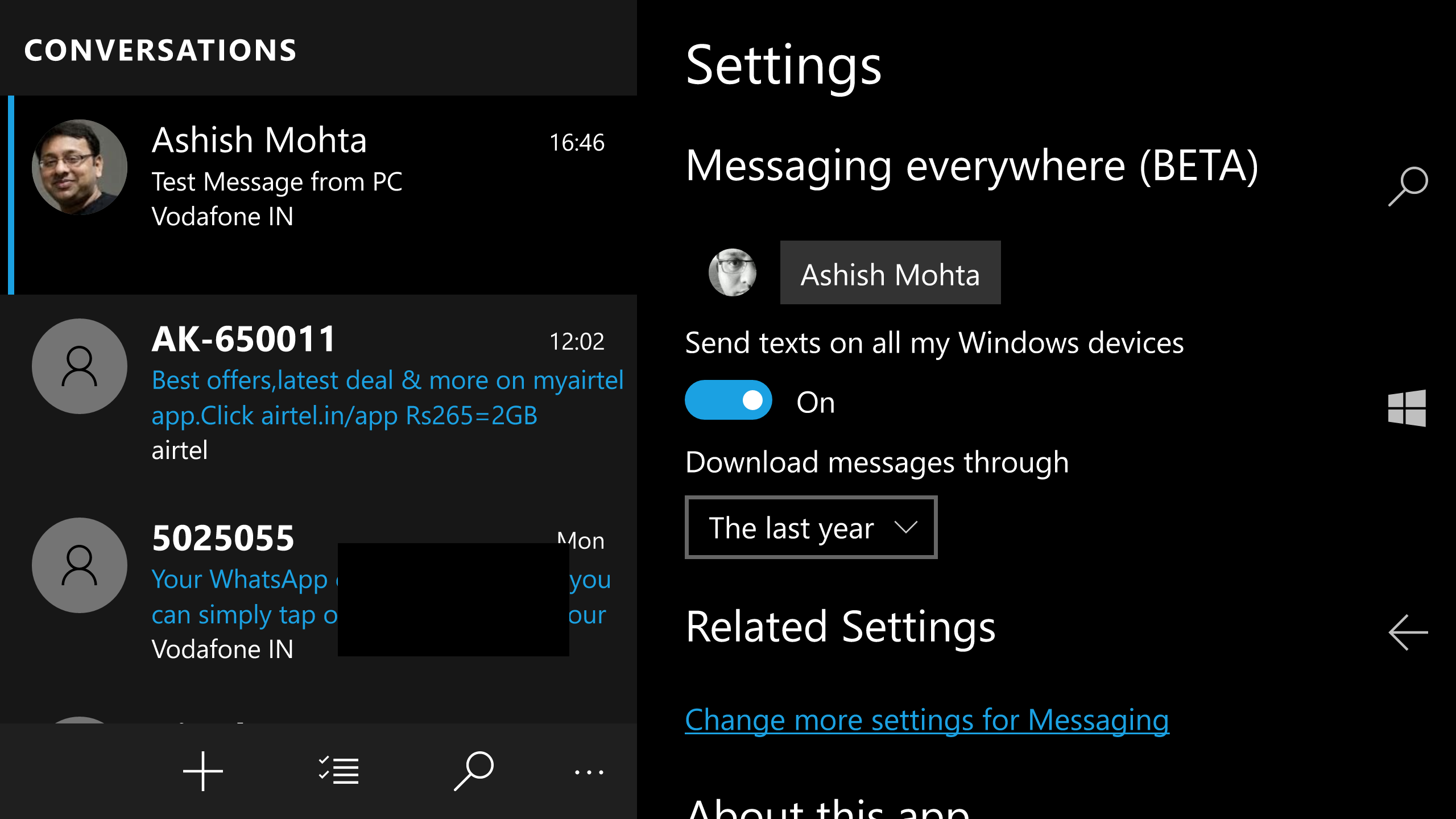 Messaging service windows 10 что это