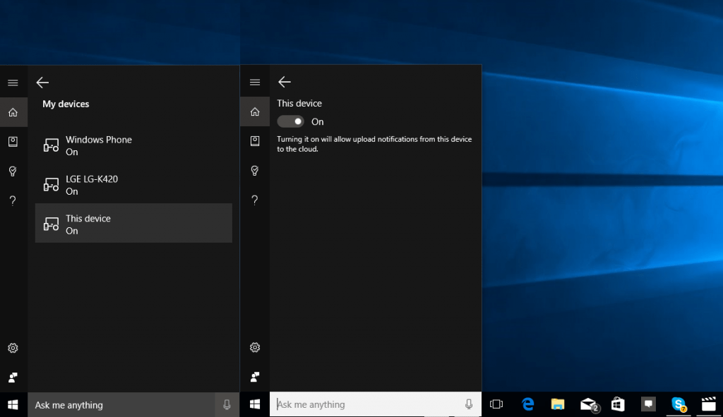Windows 10 Notification to Cloud