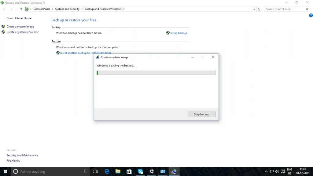 Windows 10 Backup Process