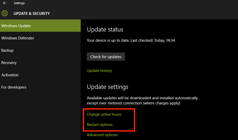 Windows 10 Update Active Hours 3