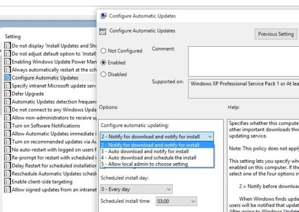 Configure Windows 10 Update to Notify Before Downloading or Installing Updates