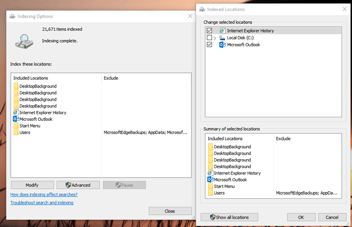 Windows Indexing Modify Folder Location