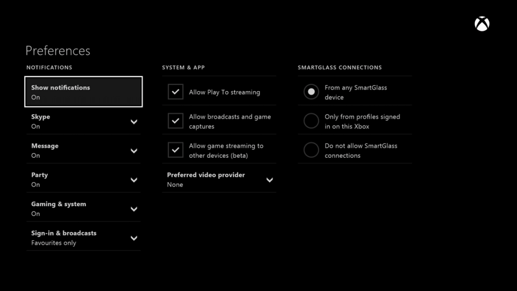 XBox Streaming Option in Console